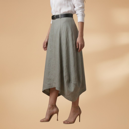 Women’s A-line Skirt with Decorative Seams and Versatile Style