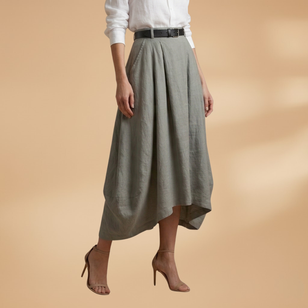 Women’s A-line Skirt with Decorative Seams and Versatile Style