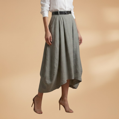 Women’s A-line Skirt with Decorative Seams and Versatile Style