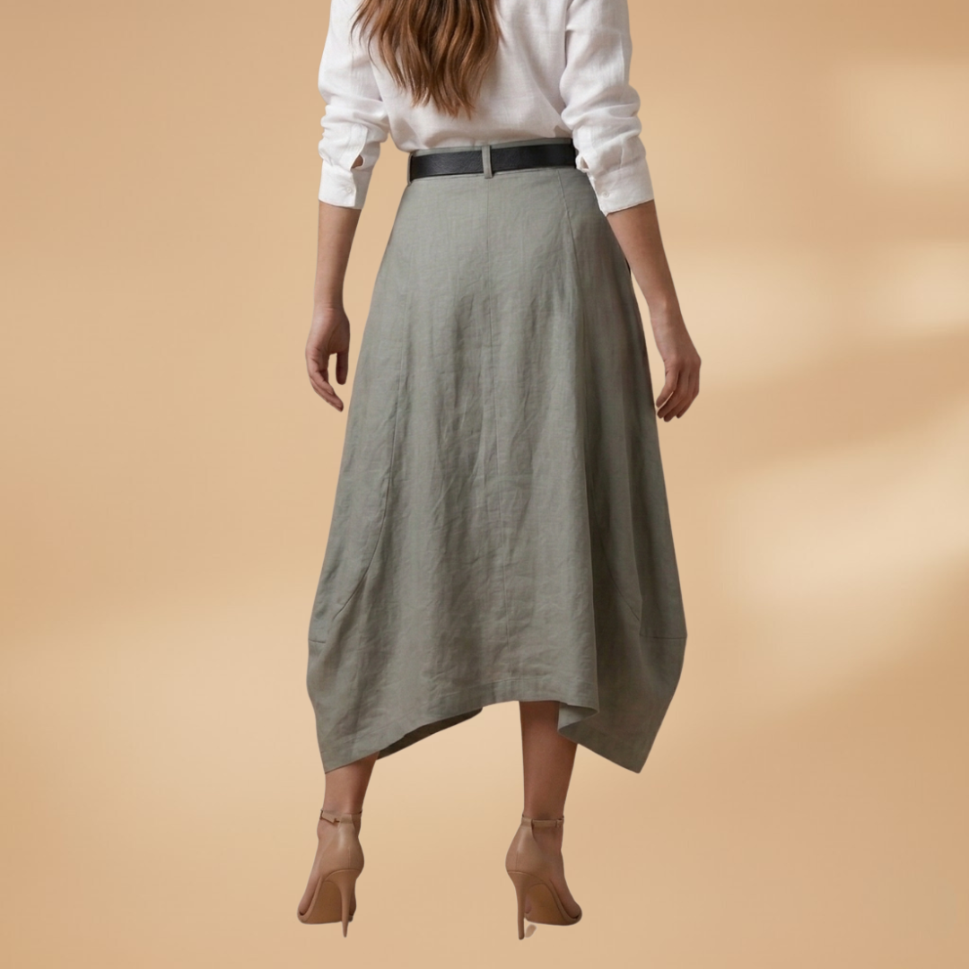 Women’s A-line Skirt with Decorative Seams and Versatile Style