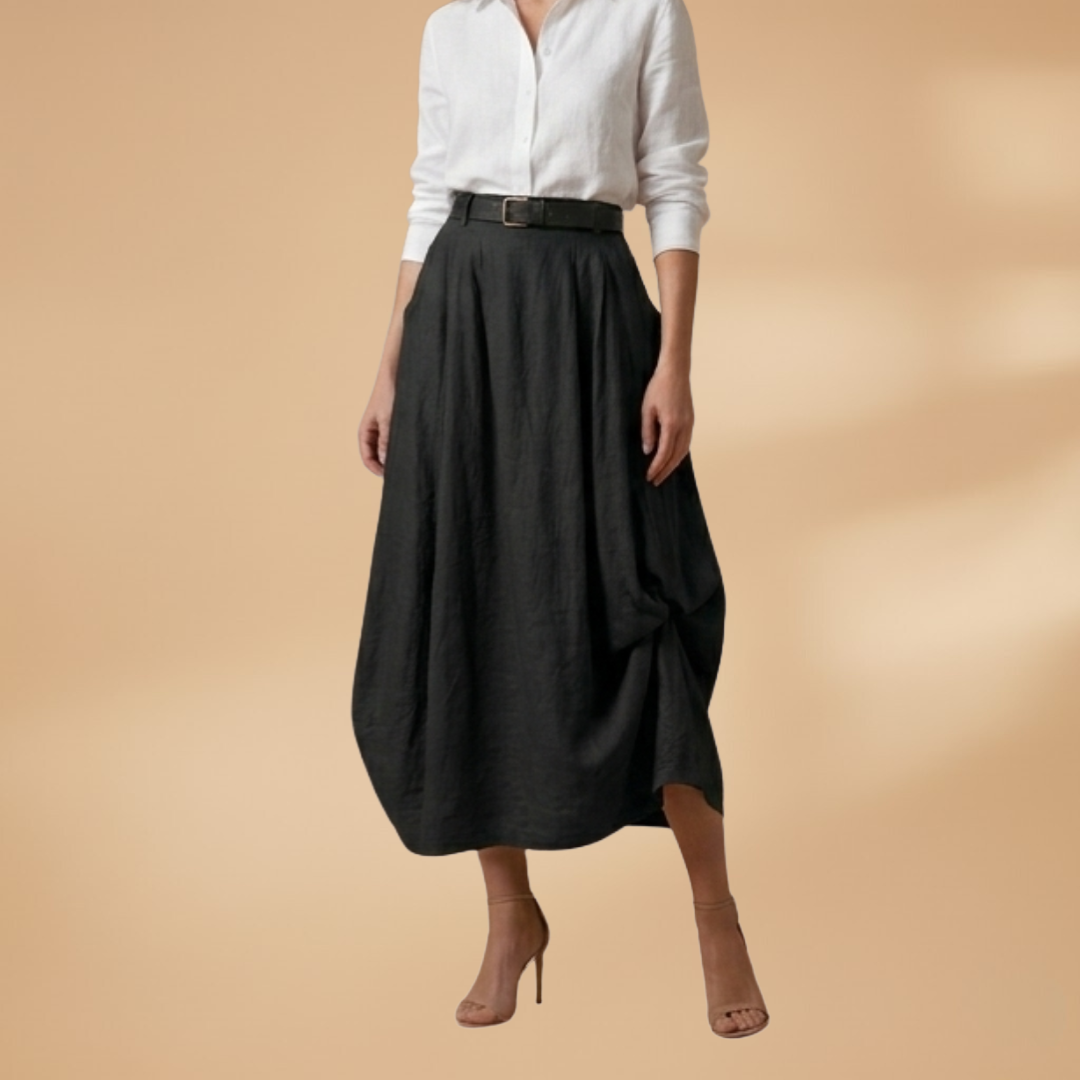 Women’s A-line Skirt with Decorative Seams and Versatile Style