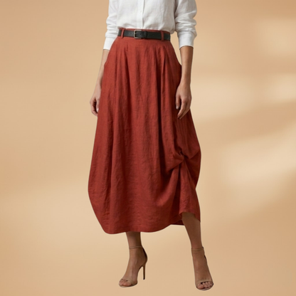 Women’s A-line Skirt with Decorative Seams and Versatile Style