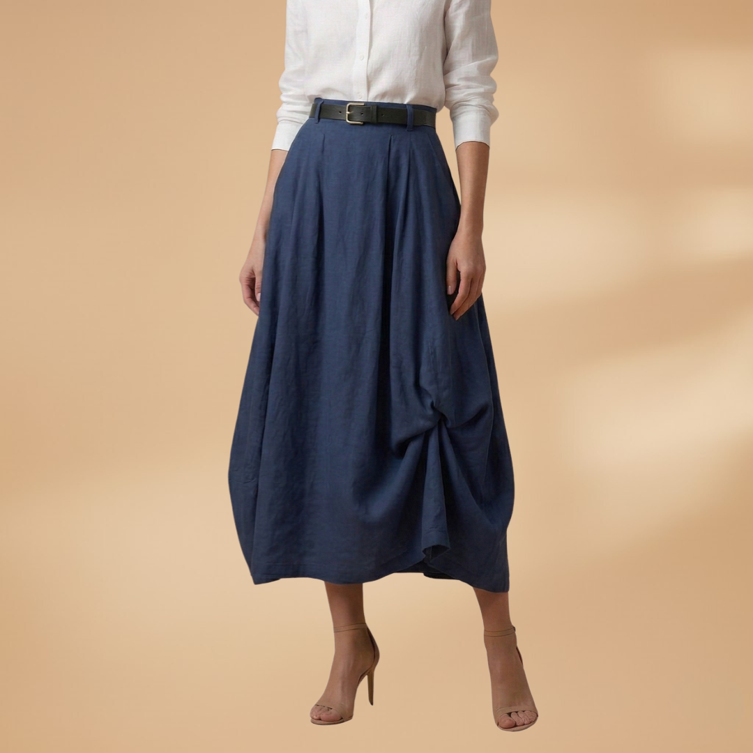 Women’s A-line Skirt with Decorative Seams and Versatile Style