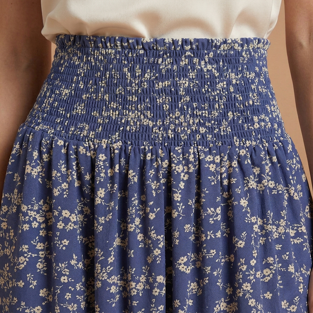 Women’s A‑Line Skirt with Floral Print and Side Split