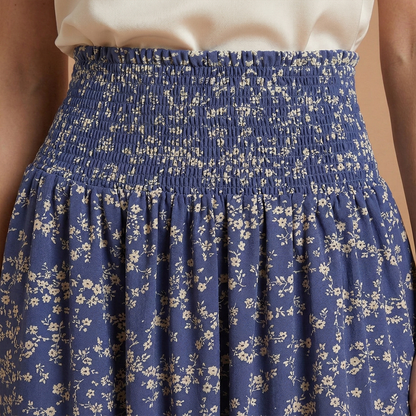 Women’s A‑Line Skirt with Floral Print and Side Split