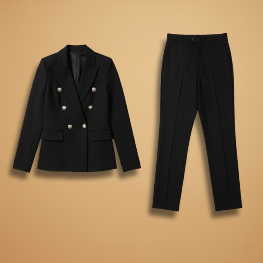 Women’s Blazer Set with Structured Shoulders and Slim Trousers