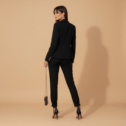 Women’s Blazer Set with Structured Shoulders and Slim Trousers