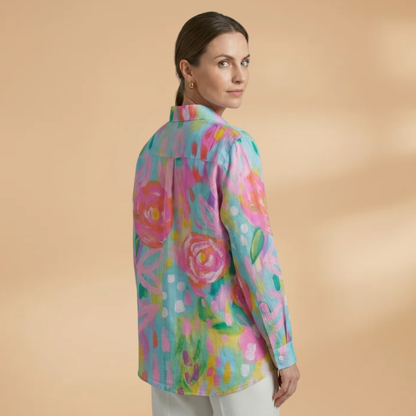 Women's Blouse with All-over Print and Relaxed Fit