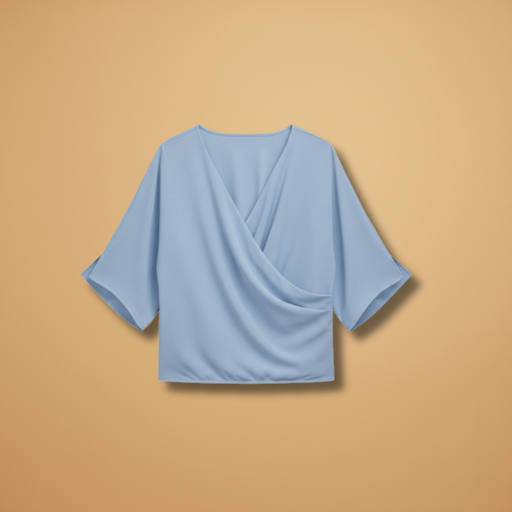 Women's Blouse with Batwing Sleeves and V-Neckline