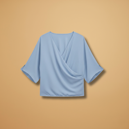 Women's Blouse with Batwing Sleeves and V-Neckline
