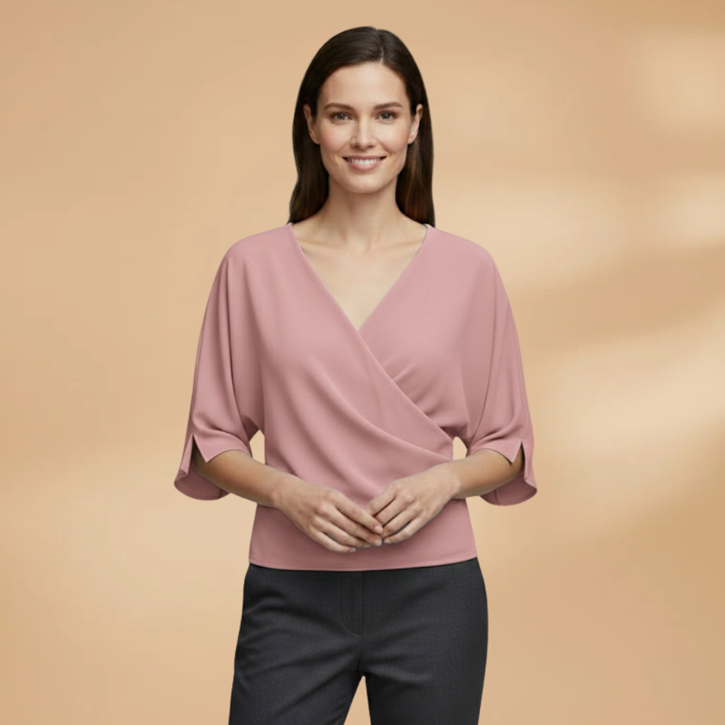 Women's Blouse with Batwing Sleeves and V-Neckline