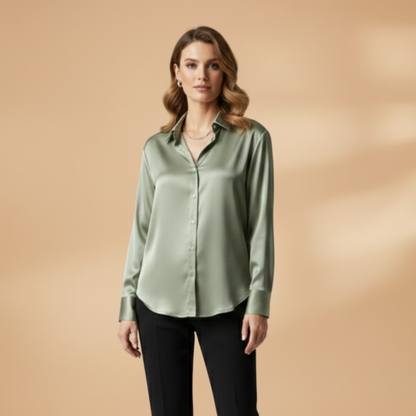Women’s Blouse with Button Fastening and Long Sleeves