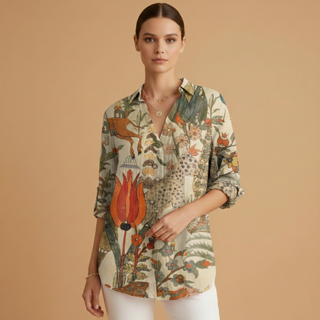 Women’s Blouse with Collar and Button Fastening