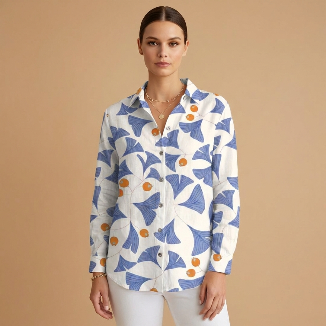 Women’s Blouse with Collar and Button Fastening