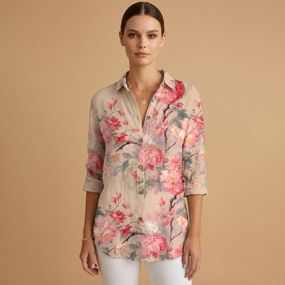 Women’s Blouse with Collar and Button Fastening