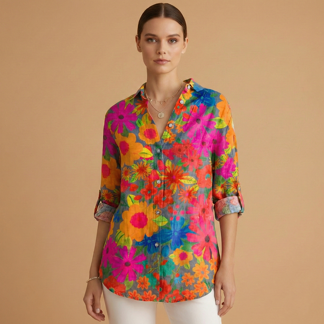 Women’s Blouse with Collar and Button Fastening