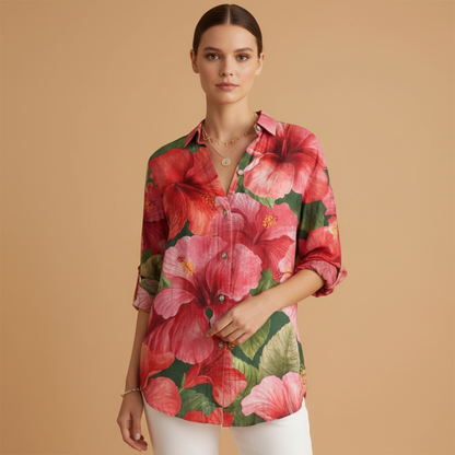 Women’s Blouse with Collar and Button Fastening