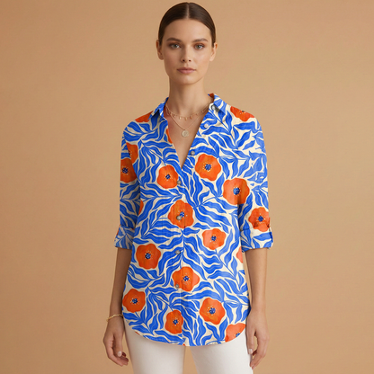 Women’s Blouse with Collar and Button Fastening