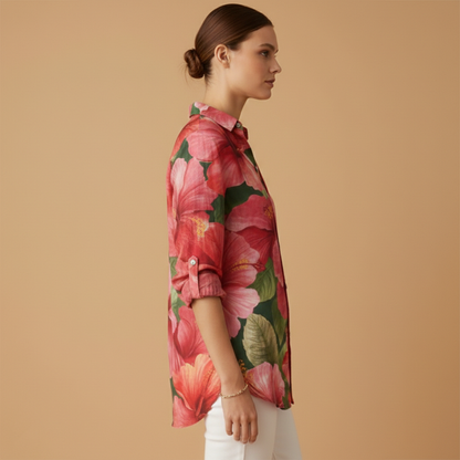 Women’s Blouse with Collar and Button Fastening