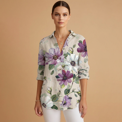Women’s Blouse with Collar and Button Fastening