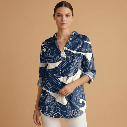 Women’s Blouse with Collar and Button Fastening