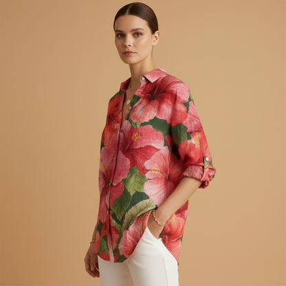 Women’s Blouse with Collar and Button Fastening