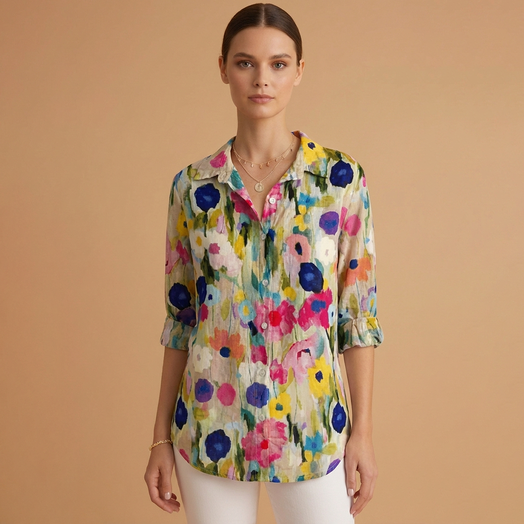 Women’s Blouse with Collar and Button Fastening