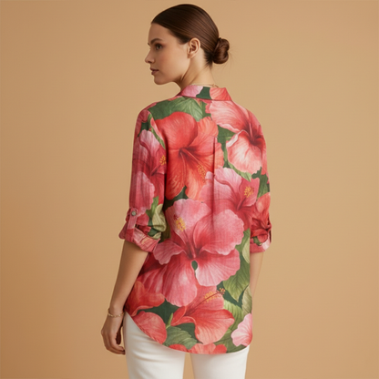Women’s Blouse with Collar and Button Fastening