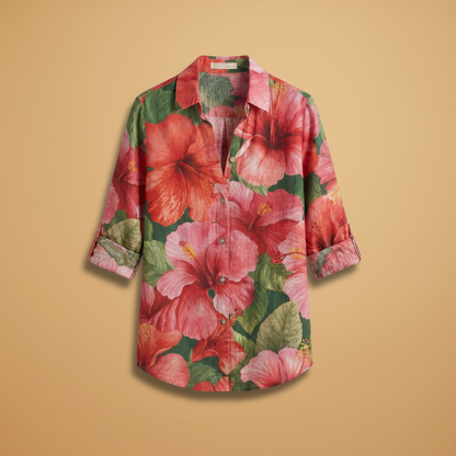 Women’s Blouse with Collar and Button Fastening