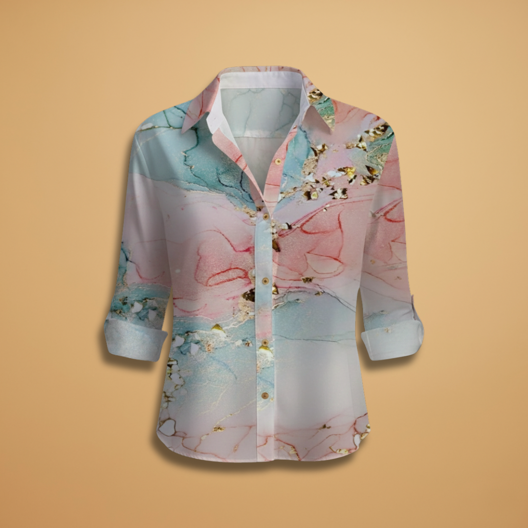 Women's Blouse with Floral Pattern and Long Sleeves for Stylish Occasions