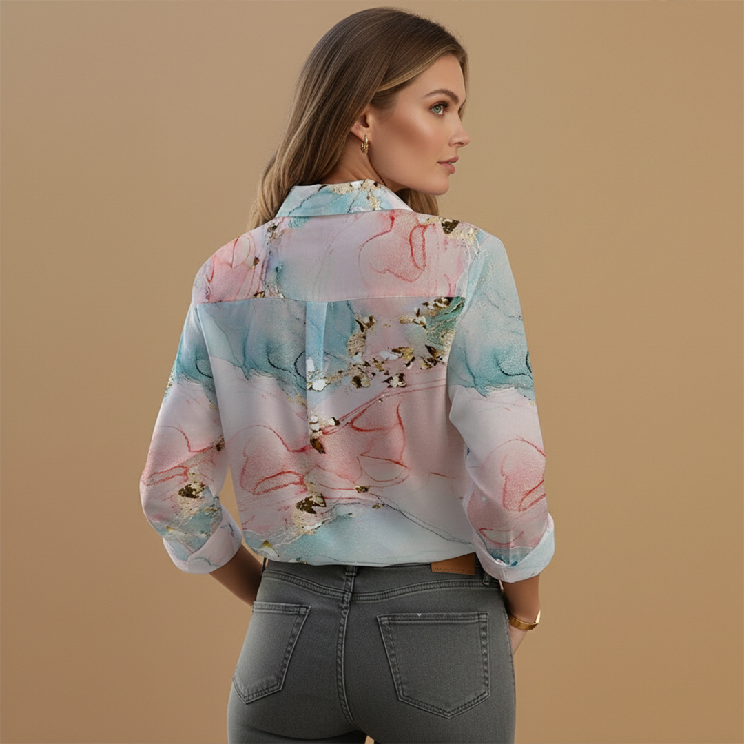 Women's Blouse with Floral Pattern and Long Sleeves for Stylish Occasions