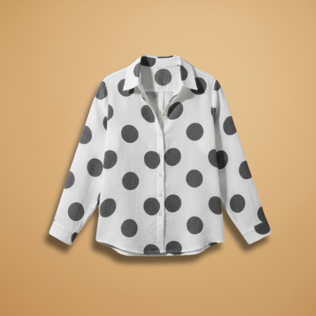 Women's Blouse with Long Sleeves and Button-Up Front