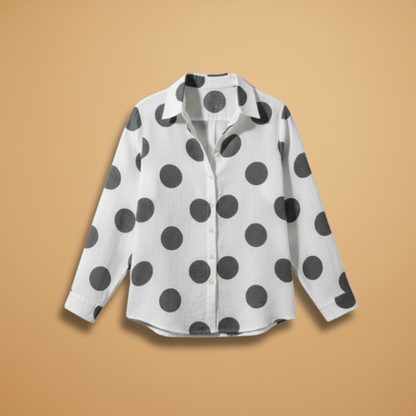 Women's Blouse with Long Sleeves and Button-Up Front