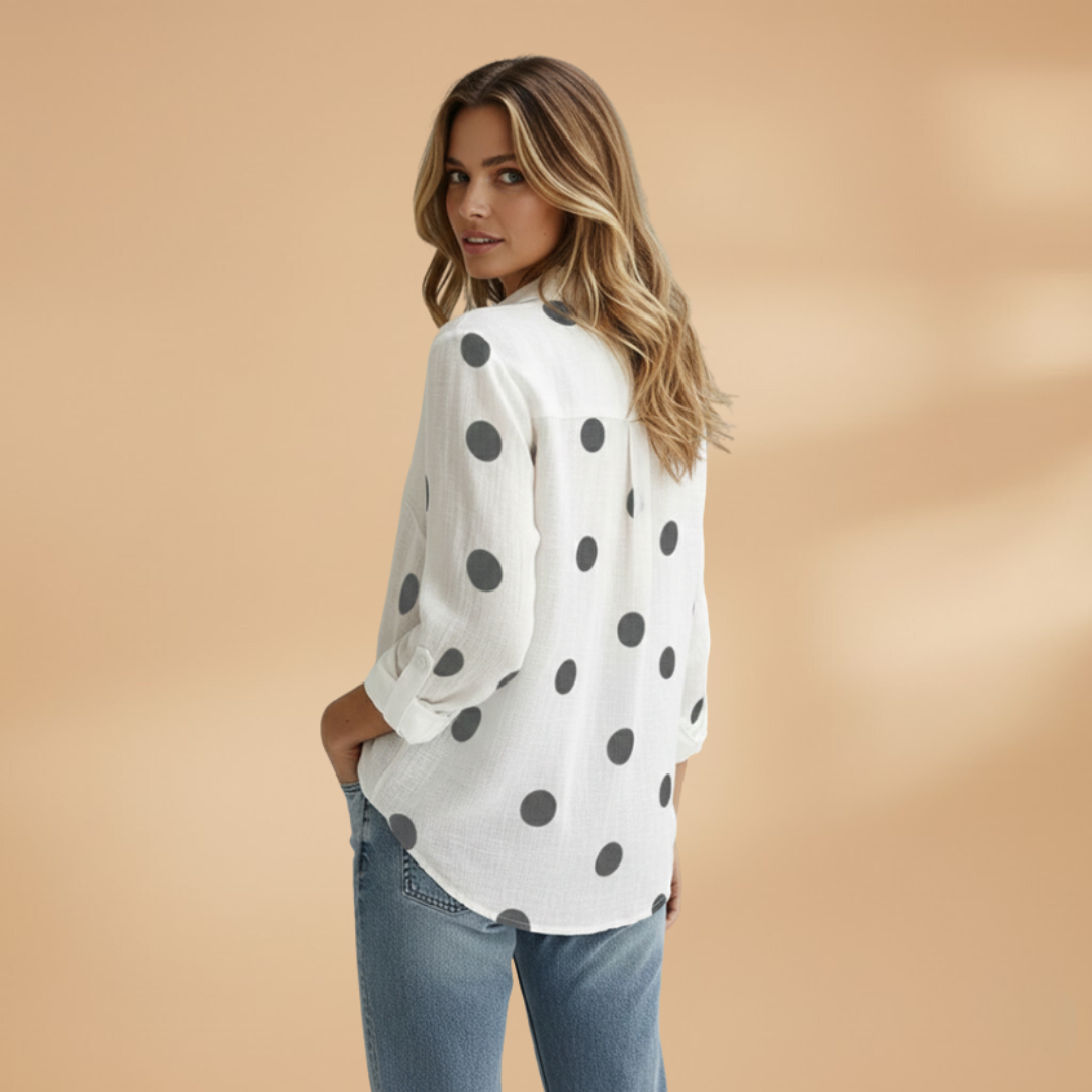 Women's Blouse with Long Sleeves and Button-Up Front