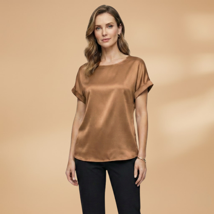 Women’s Blouse with Round Neck and Short Sleeves