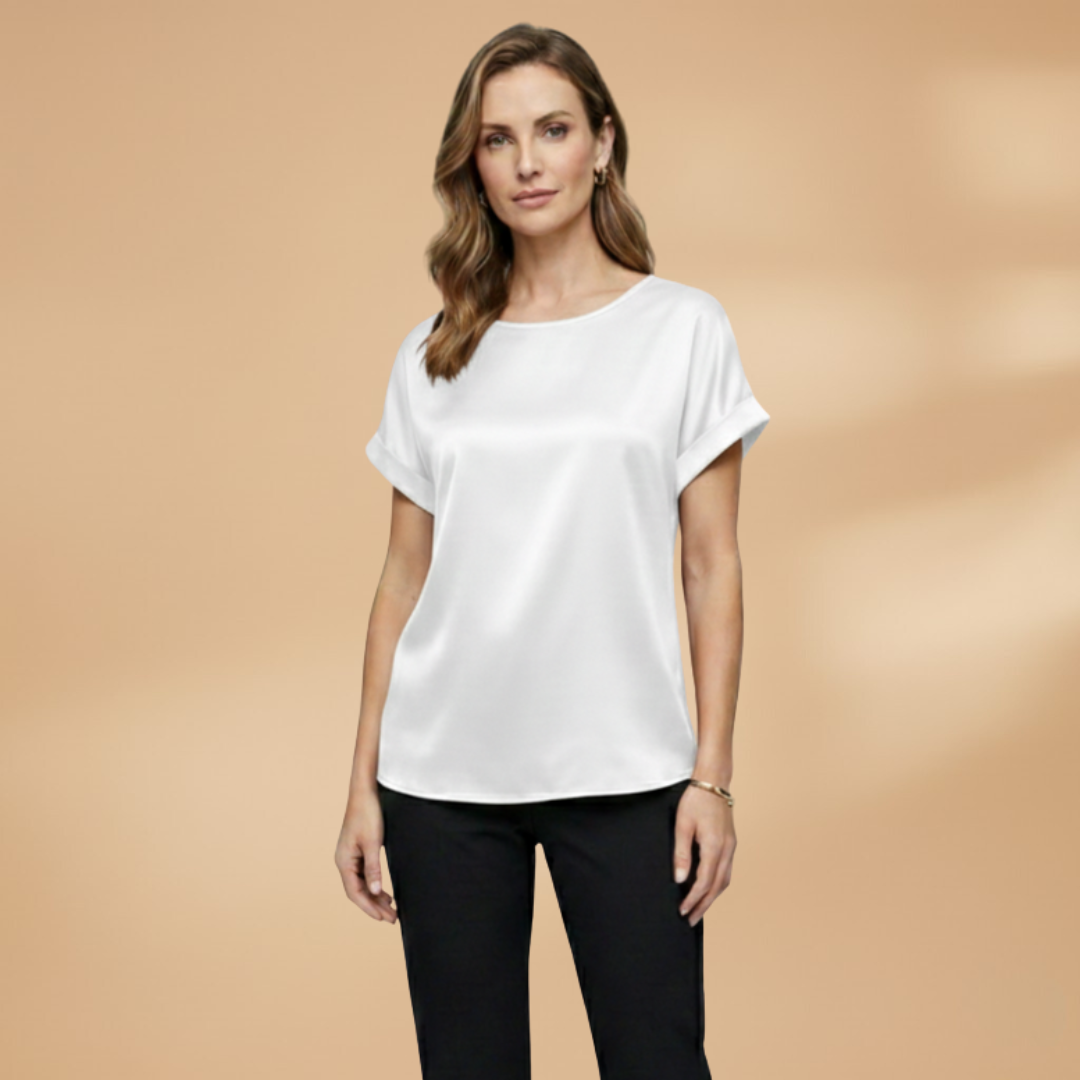 Women’s Blouse with Round Neck and Short Sleeves
