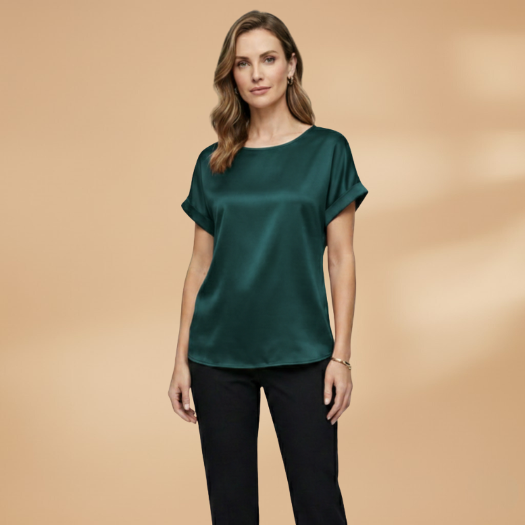 Women’s Blouse with Round Neck and Short Sleeves