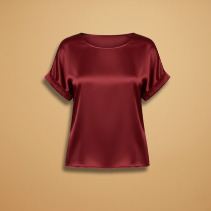 Women’s Blouse with Round Neck and Short Sleeves
