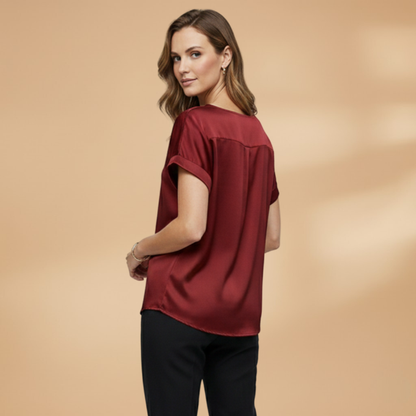 Women’s Blouse with Round Neck and Short Sleeves