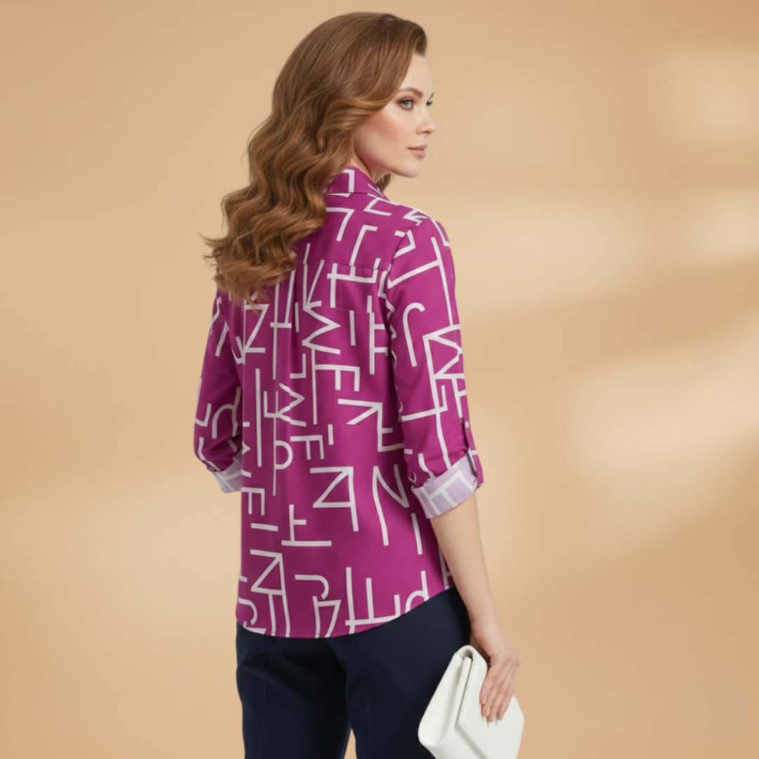 Women’s Blouse with Turn-Down Collar and Button Fastening