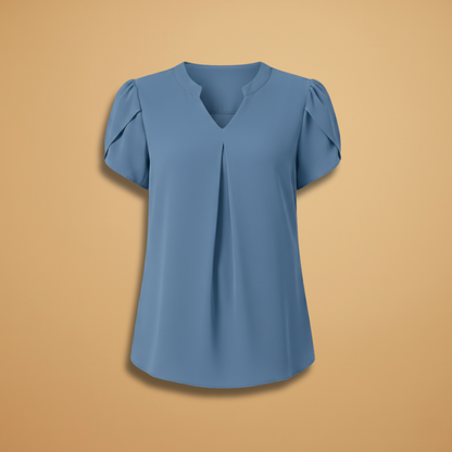 Women’s Blouse with V-Neck and Puff Sleeves