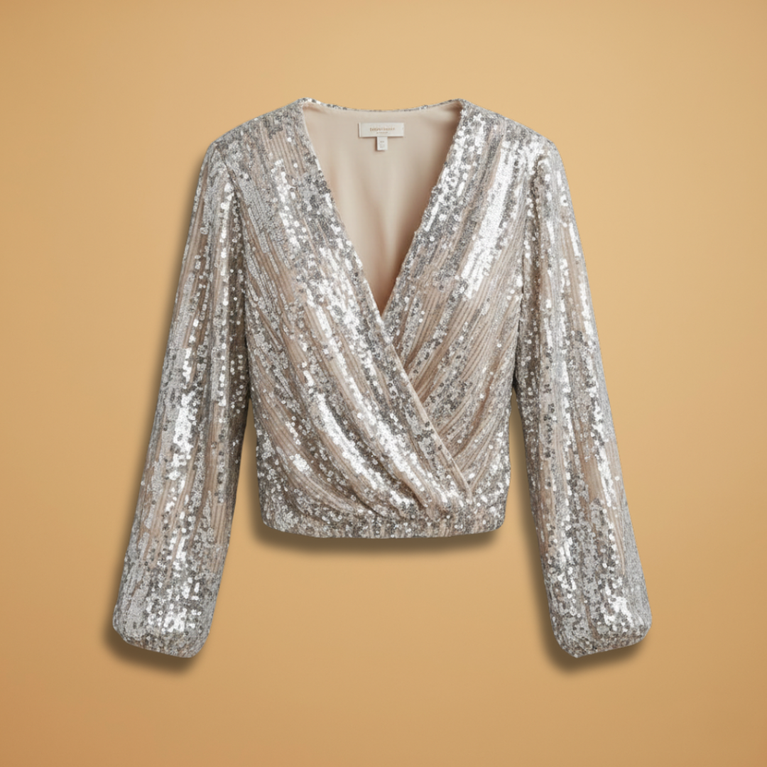 Women’s Blouse with V-Neck and Sequin Detail