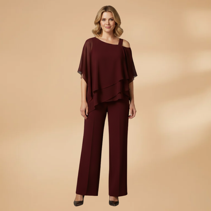 Women's Chiffon Set with Loose Fit and Asymmetrical Design