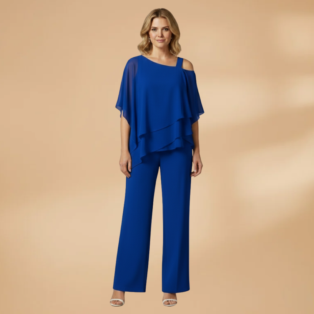 Women's Chiffon Set with Loose Fit and Asymmetrical Design