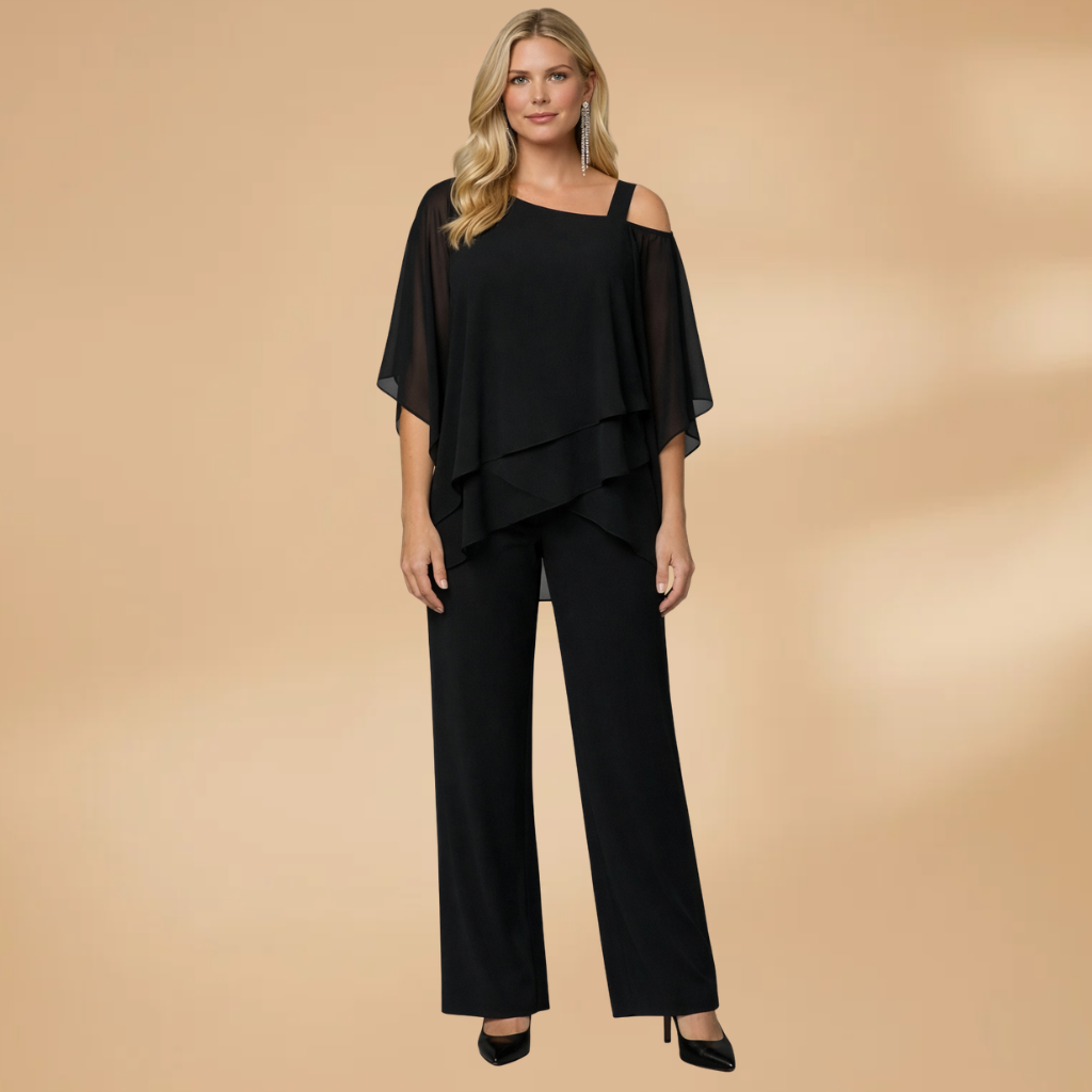 Women's Chiffon Set with Loose Fit and Asymmetrical Design