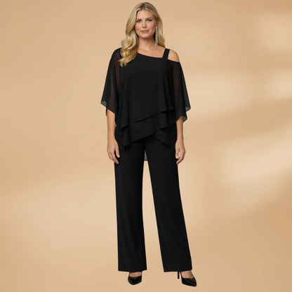 Women's Chiffon Set with Loose Fit and Asymmetrical Design