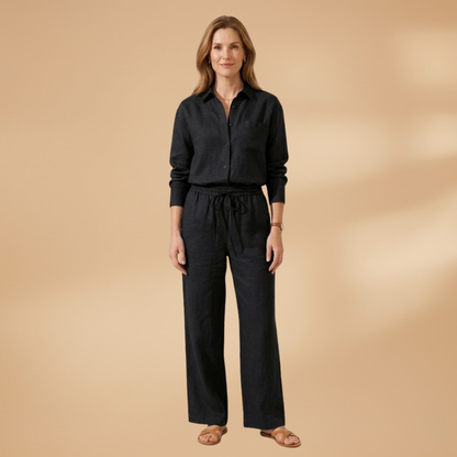 Women’s Co‑Ord Set with V‑Neck and Waist Tie