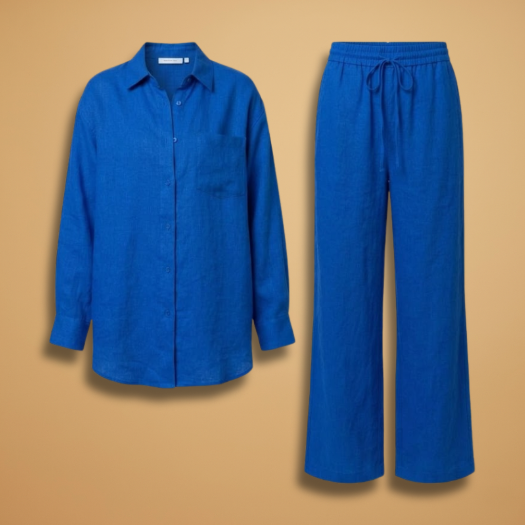 Women’s Co‑Ord Set with V‑Neck and Waist Tie