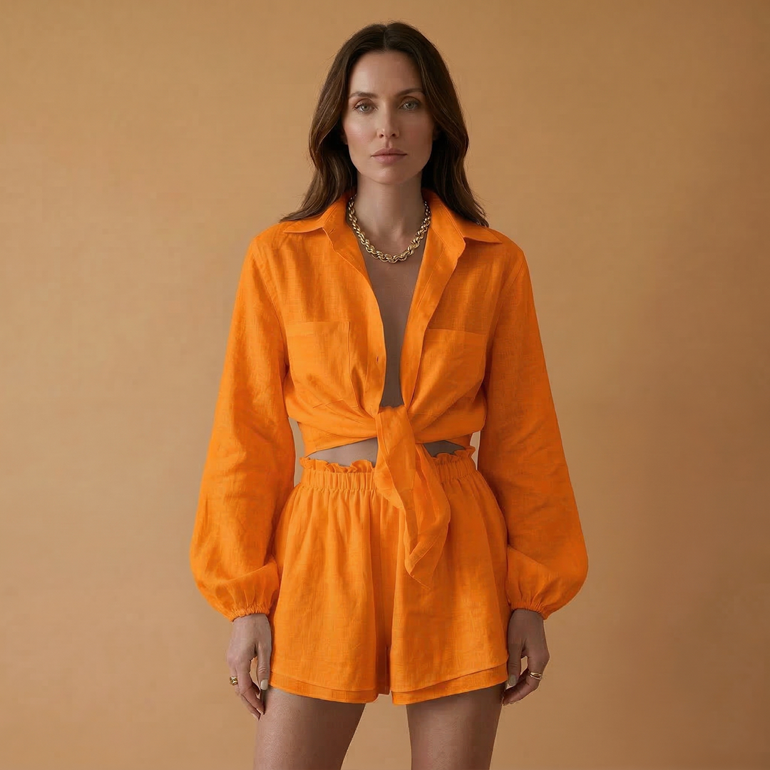 Women’s Co‑ord Set with Cropped Top and Casual Shorts
