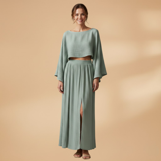 Women’s Co‑ord Set with Cropped Top and Maxi Skirt